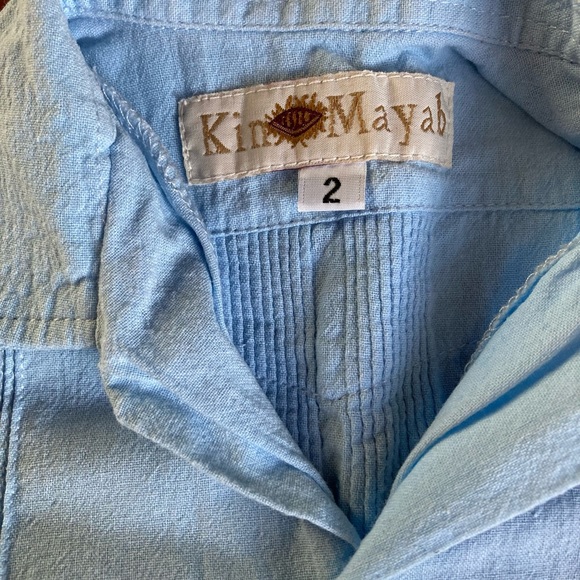 Kin Mayab Mayan Button Down Shirt Light Blue 2T - Picture 2 of 4